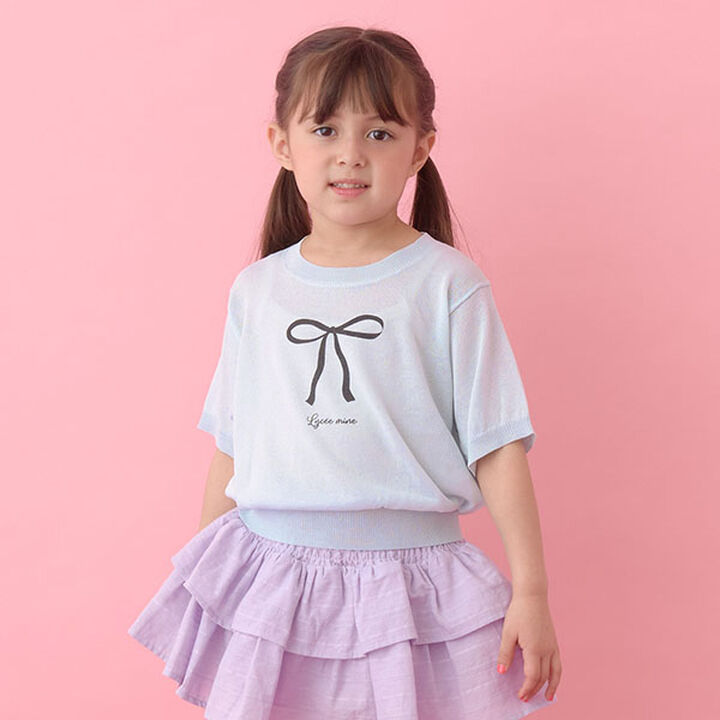 [Machine Washable] Sheer Short-Sleeve Knit Top,Black, medium image number 23