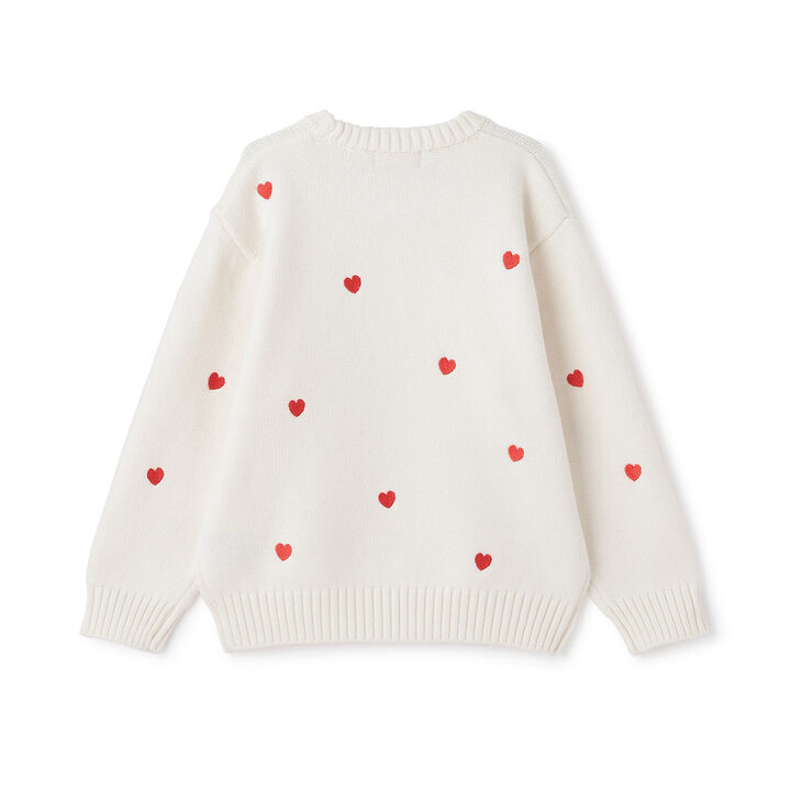 Heart Embroidery Knitwear,Off white, medium image number 1
