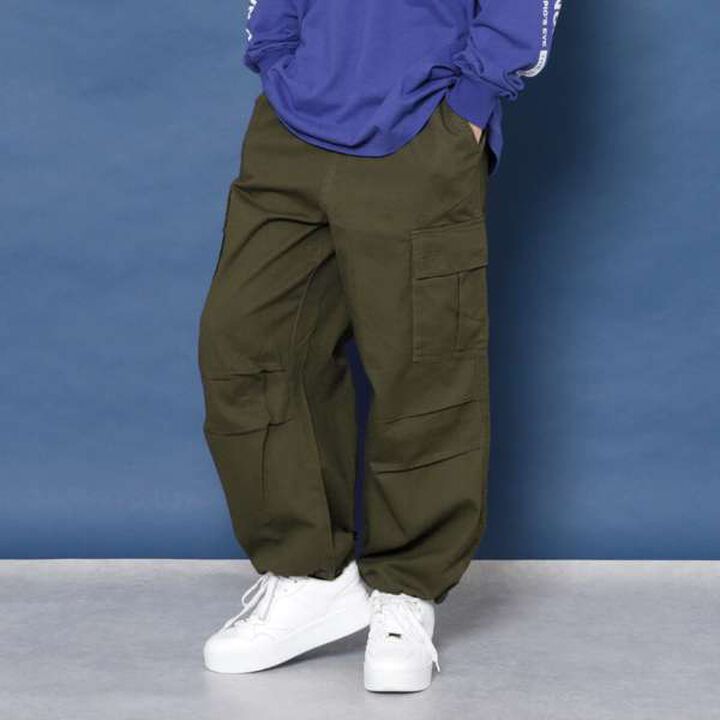 Cotton Twill Parachute Cargo Pants,Navy, medium image number 15