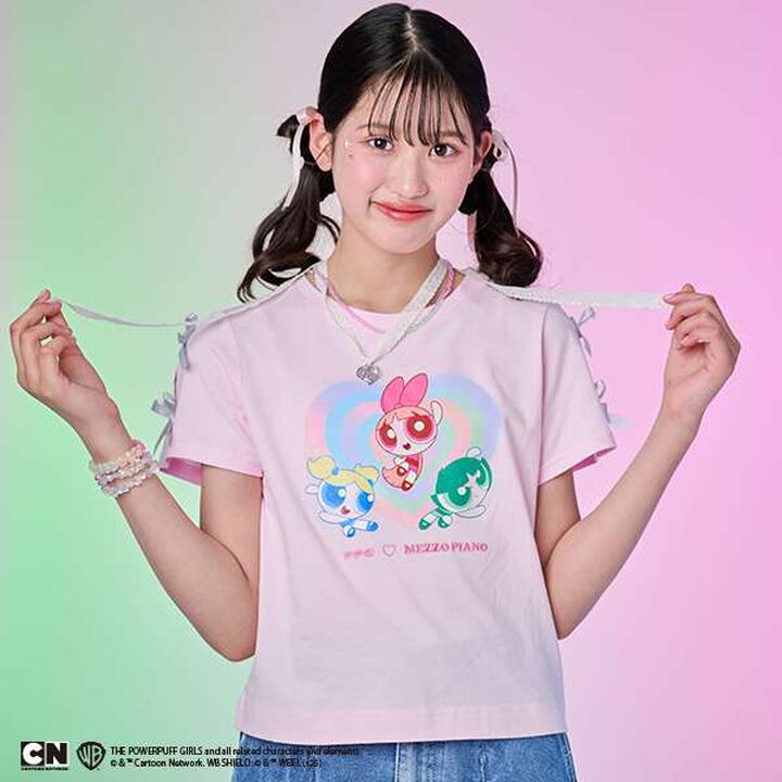 The Powerpuff Girls Sleeve Ribbon T-Shirt,Pink, medium image number 10