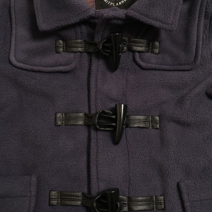 KP Boy Fleece Checkered Duffle Coat [90-130],Navy, medium image number 15