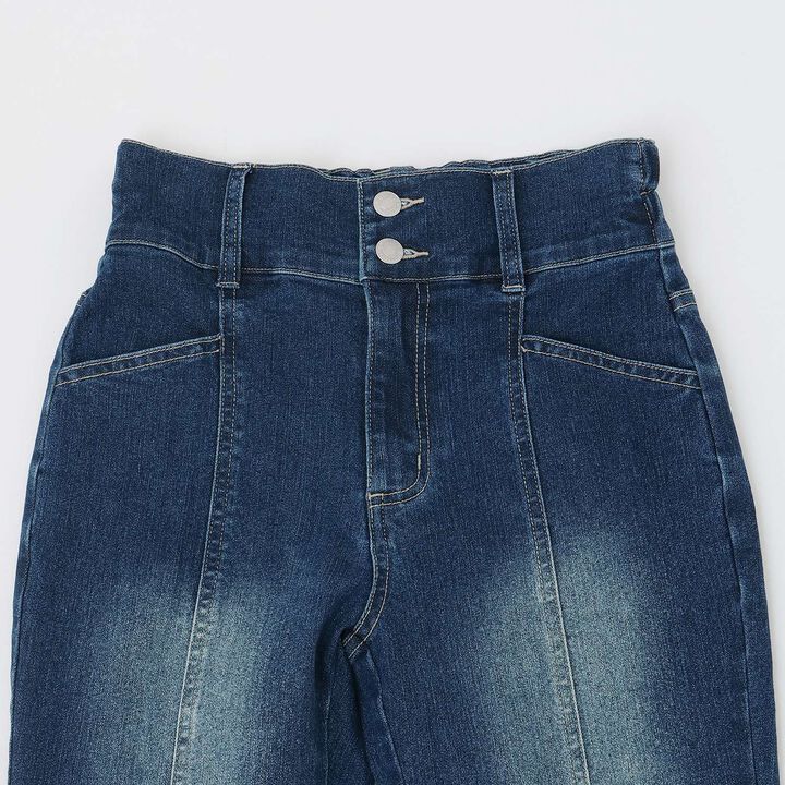 Stretch Style-Up Flare Denim Pants,Sax blue, medium image number 14