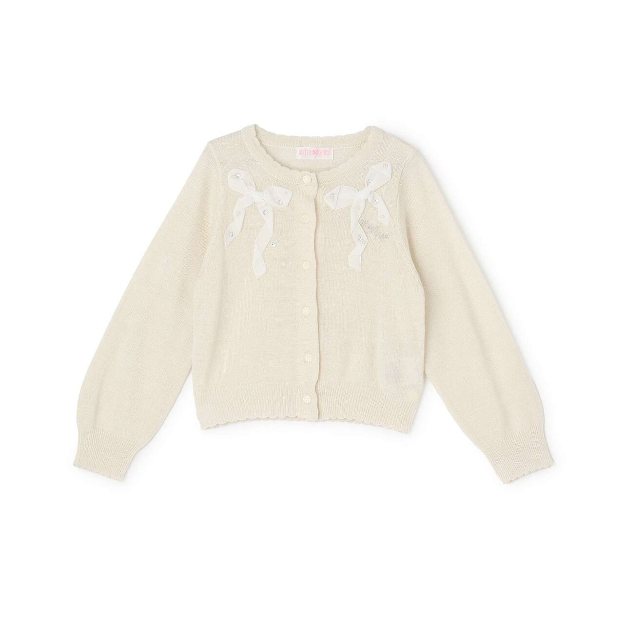 [Restock] Ribbon Lame Knit Cardigan,Off white, large image number 0