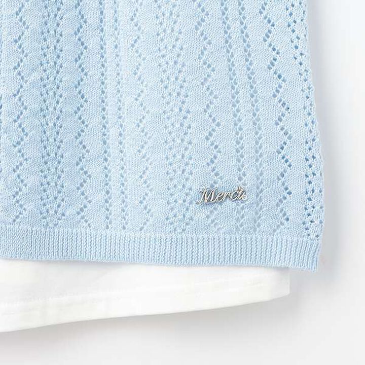 Lace Knit Cardigan + T-Blouse Set,Ivory, medium image number 10