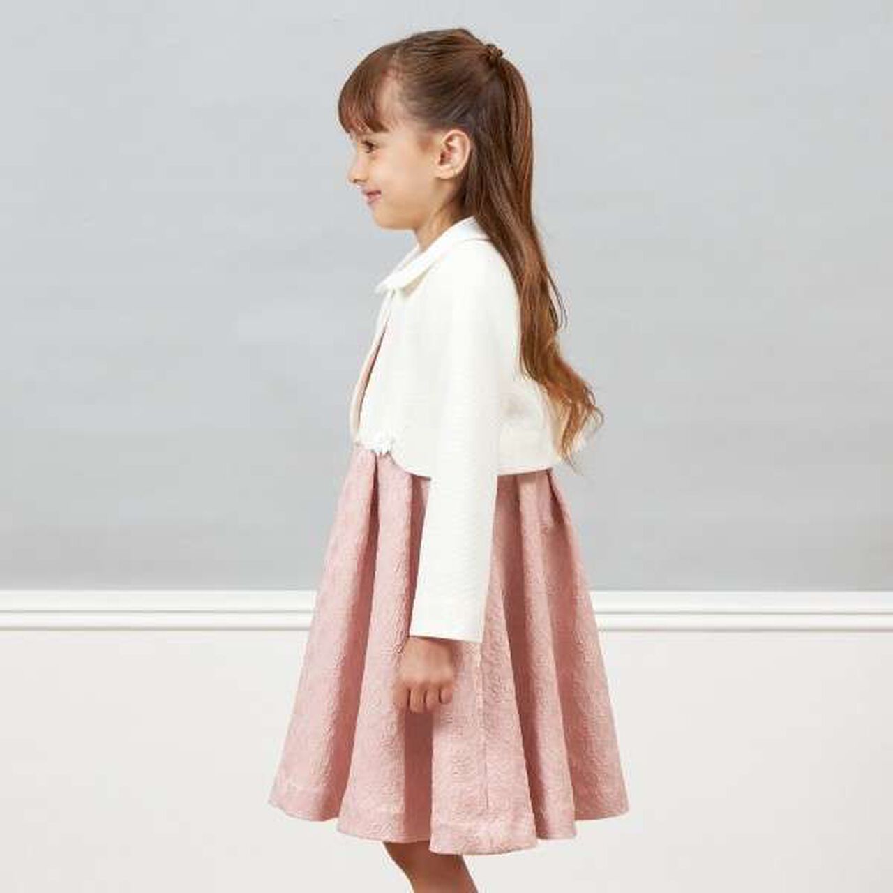 KP Ripple Ponte Fabric Collared Bolero [110-130],Off white, large image number 7