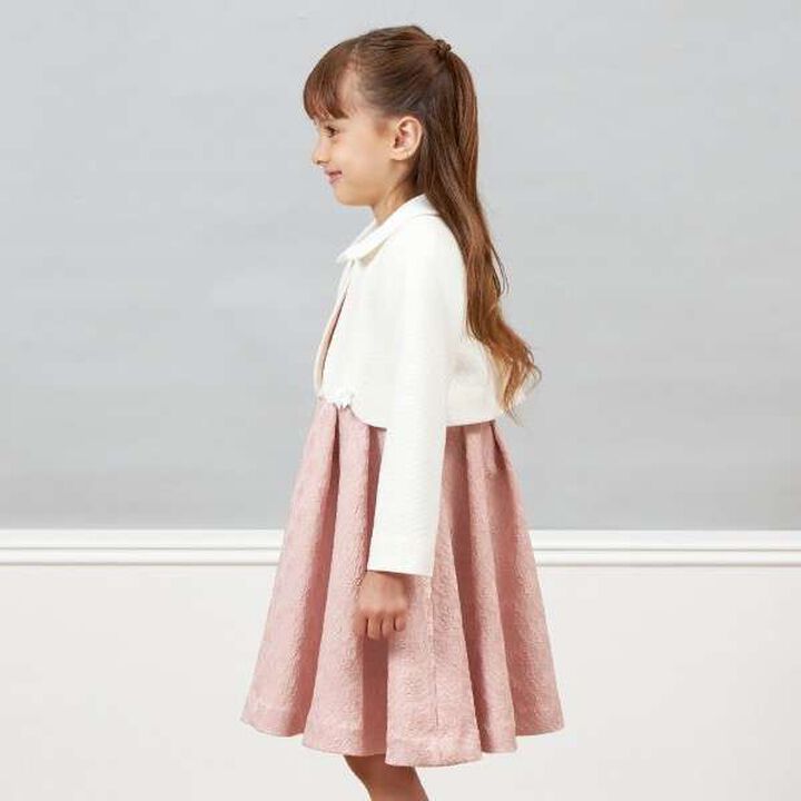 KP Ripple Ponte Fabric Collared Bolero [110-130],Off white, medium image number 7