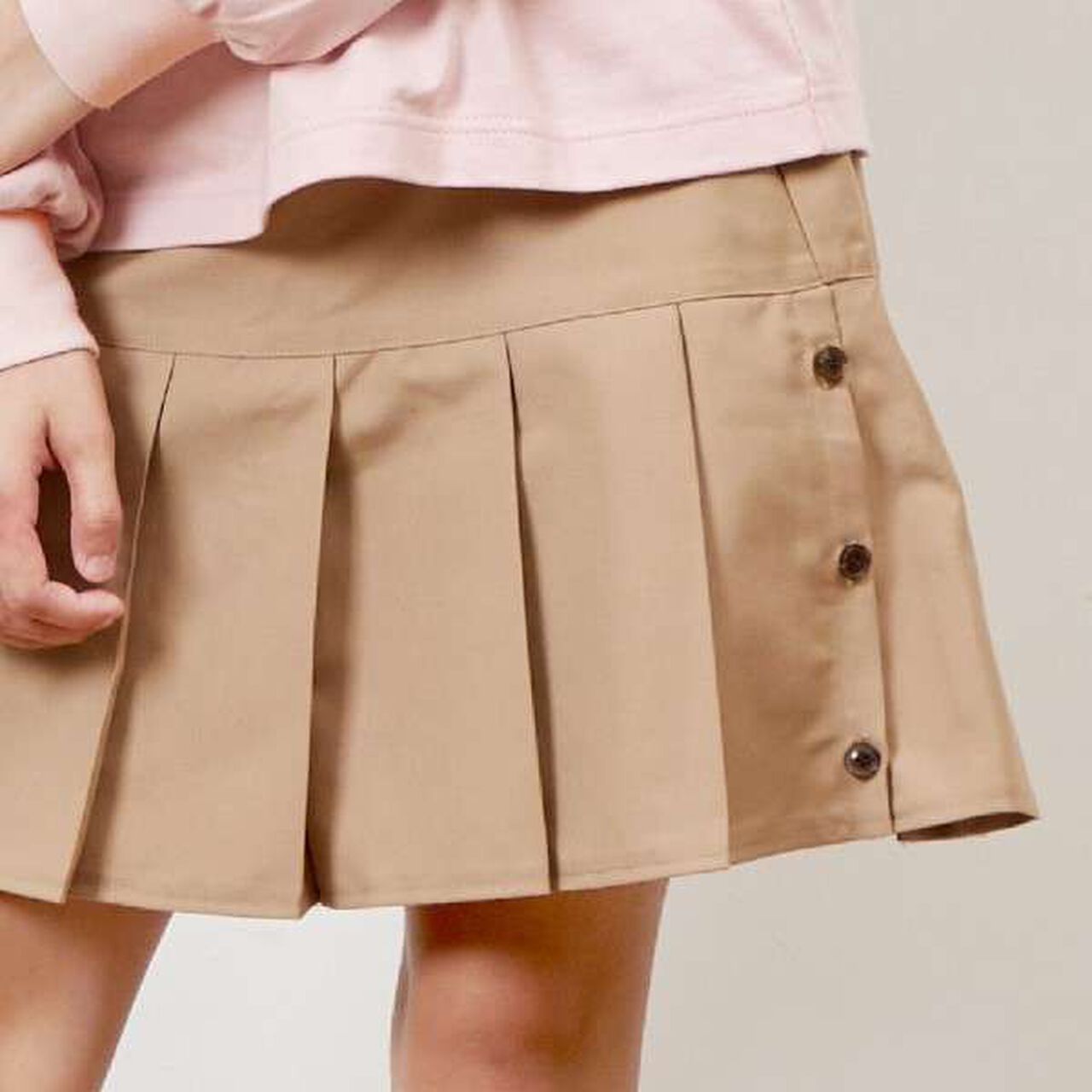 Trois Lapins Pleated Skirt with Inner Pants (140-150),Charcoal gray, large image number 12