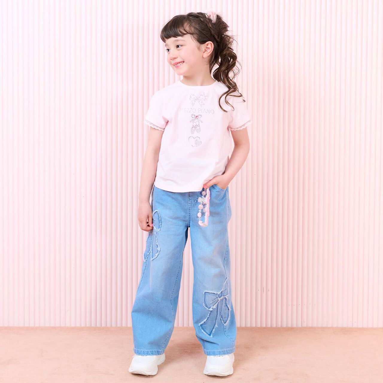 Ribbon Appliqu&eacute; Denim Pants,Gray, large image number 13
