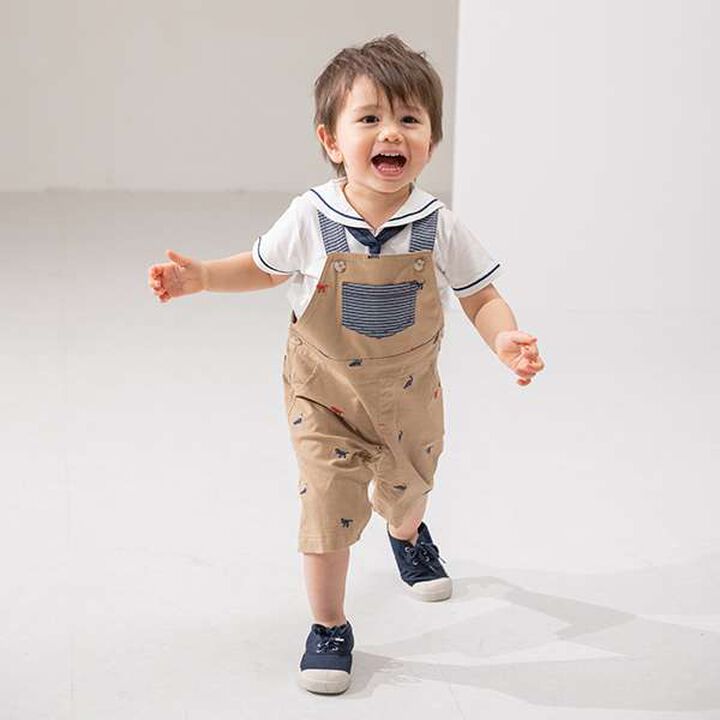 Dinosaur Embroidered Overalls,Beige, medium image number 4