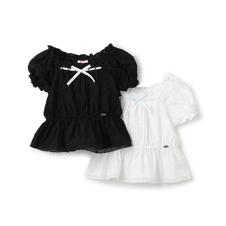 Ribbon Lace Cotton Blouse,Off white, medium image number 7