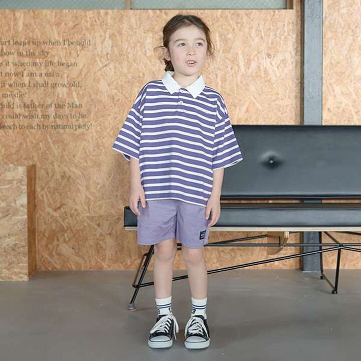 Non-Deforming Soft Cotton Oversized Stripe Print Rugby Shirt,Purple, medium image number 5