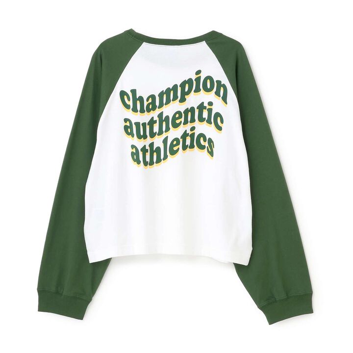 [Champion] 100% Cotton Raglan Long Sleeve T-Shirt,Green, medium image number 9