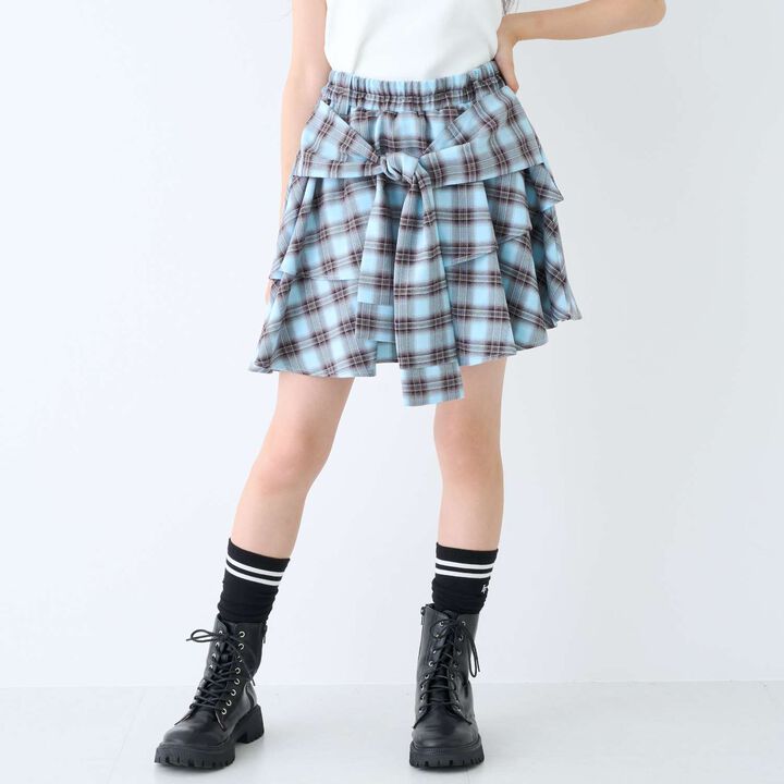 [LTXC] Checkered Wrap-Around Hem Culottes,Black, medium image number 2