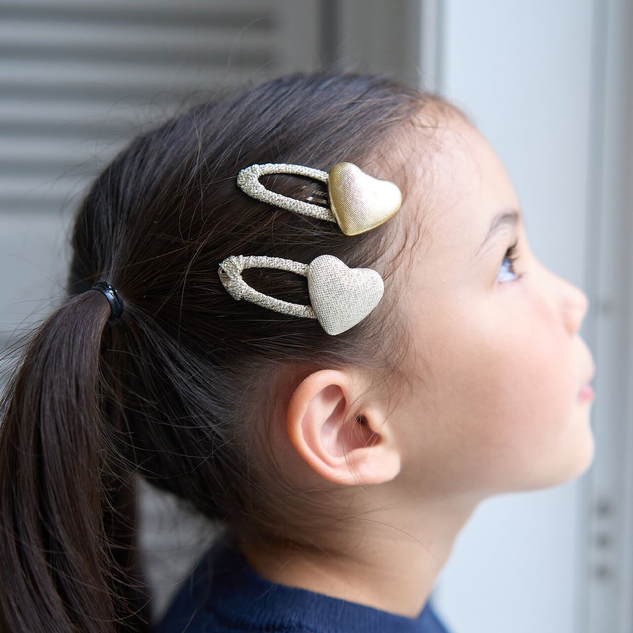 Sparkling Heart Hair Clip 2-Piece Set,Gold, large image number 0