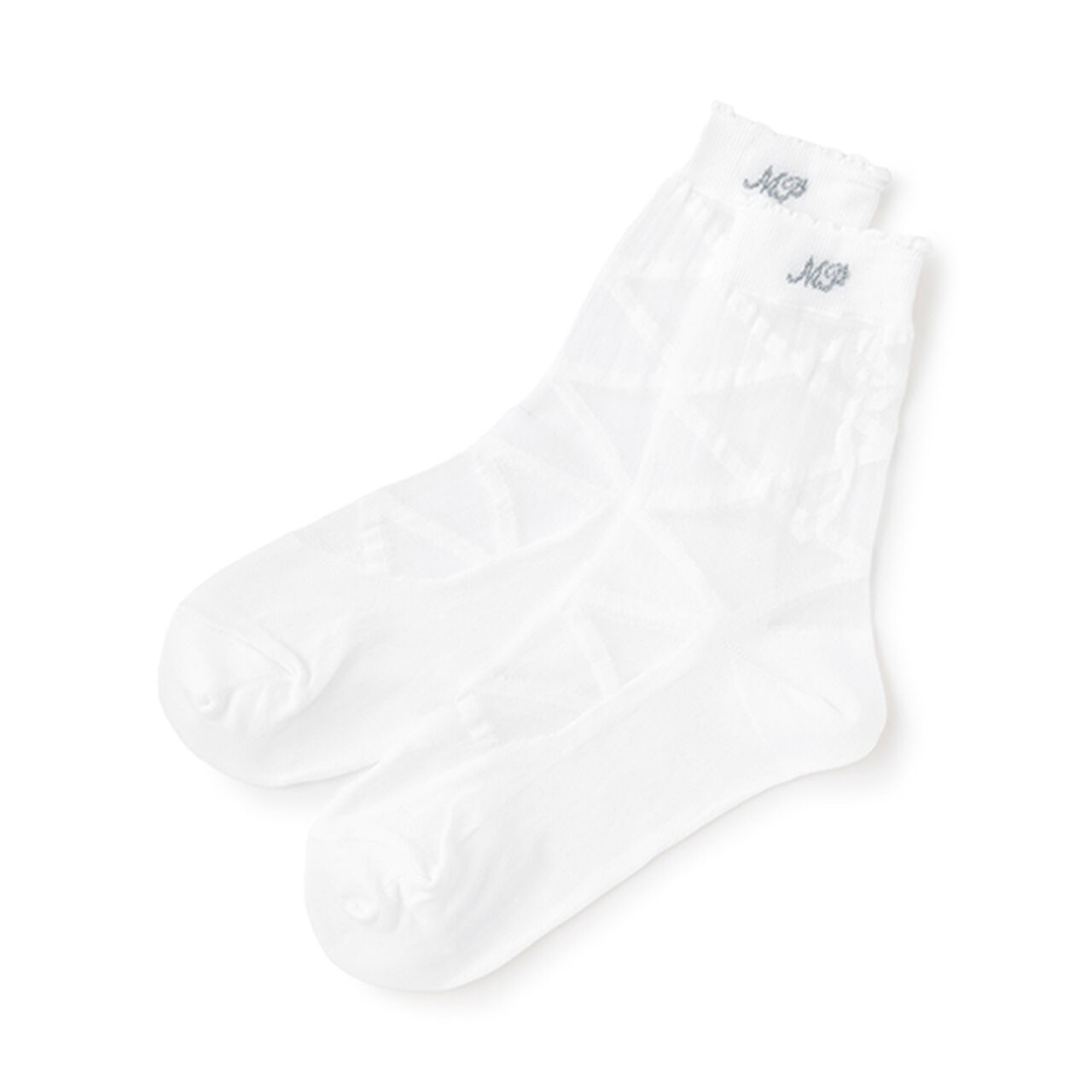 Sheer Lace-Up Socks,Off white, large image number 0