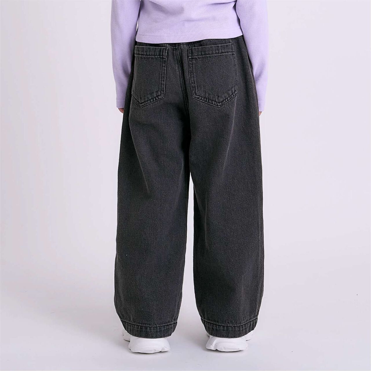 Denim Wide Pants,Black, large image number 6