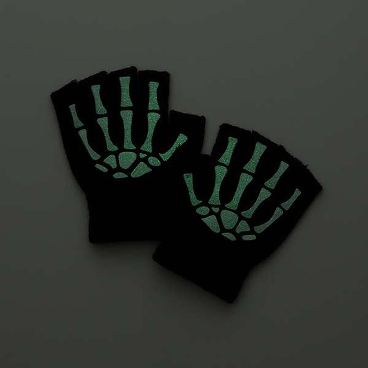 [Halloween] Glow-in-the-Dark Bone Gloves,Black, large image number 2
