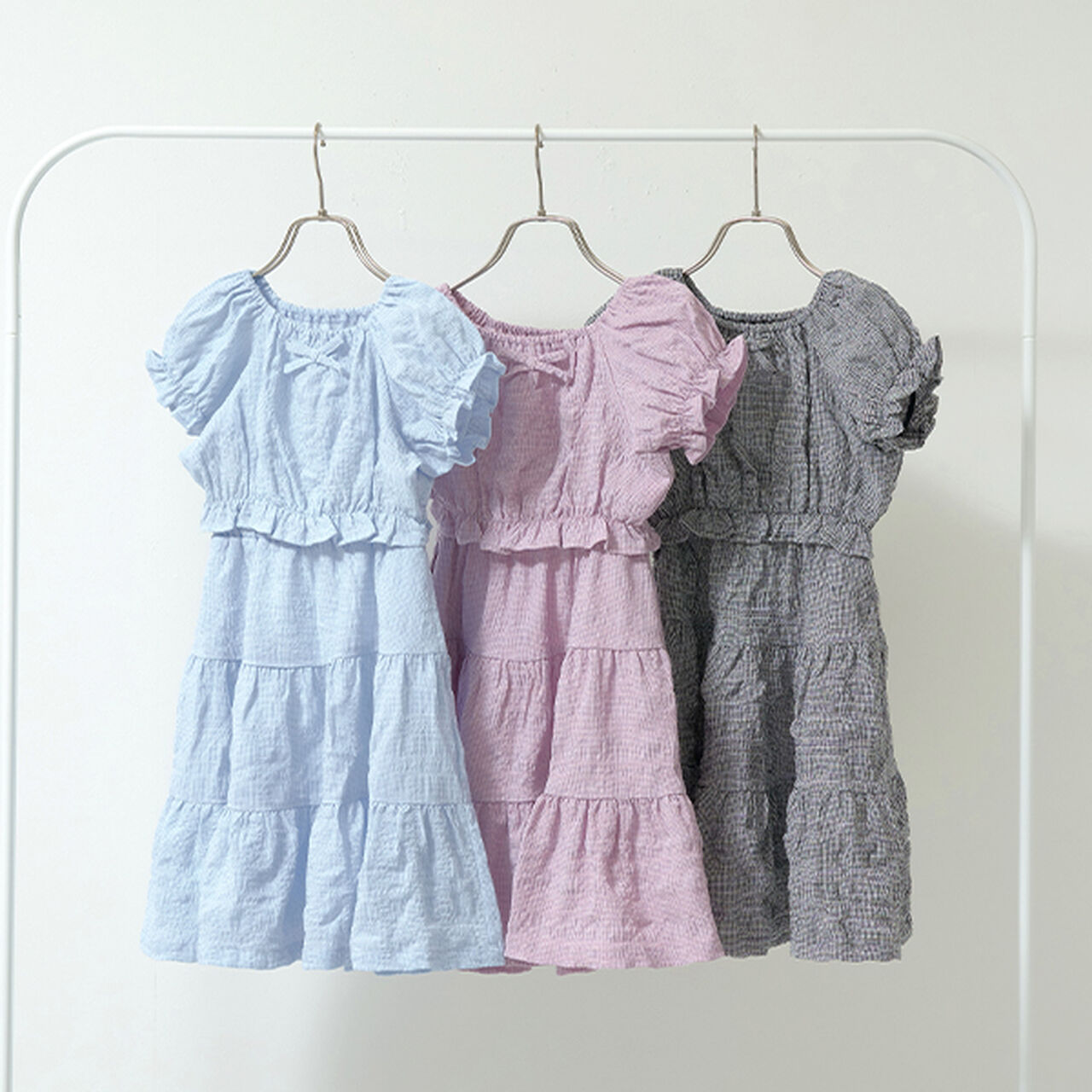 Front and Back Both OK! Blouse & Tiered Skirt Set,Light blue, large image number 3