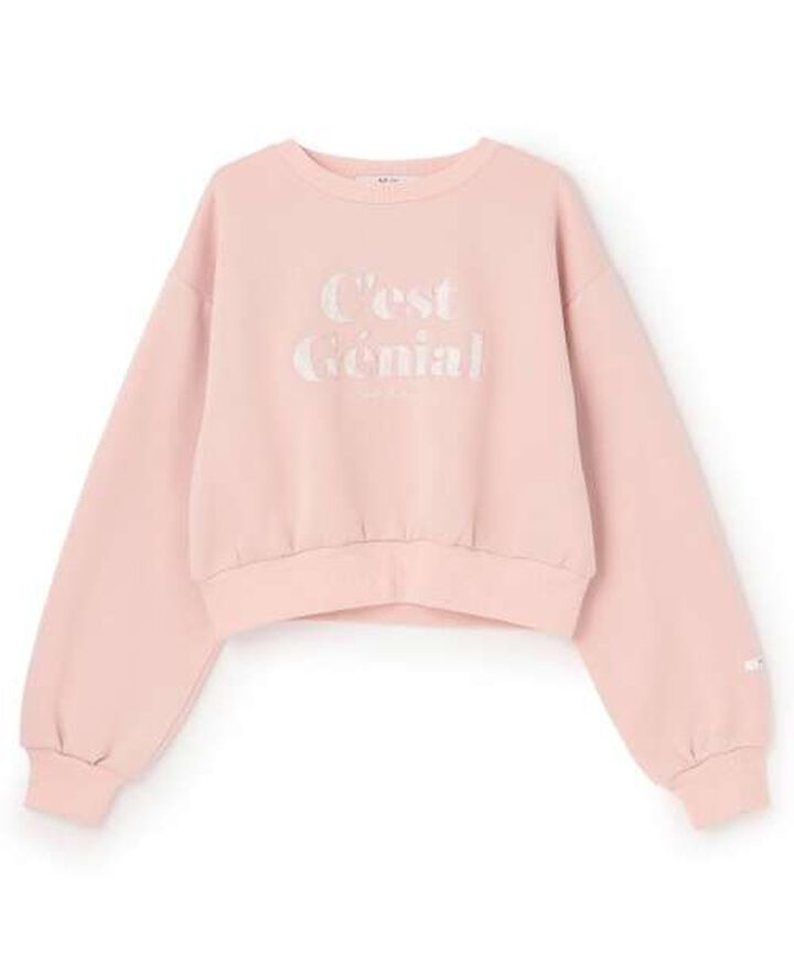 Lace Logo Sweatshirt [Korean Fashion],Pink, medium image number 0