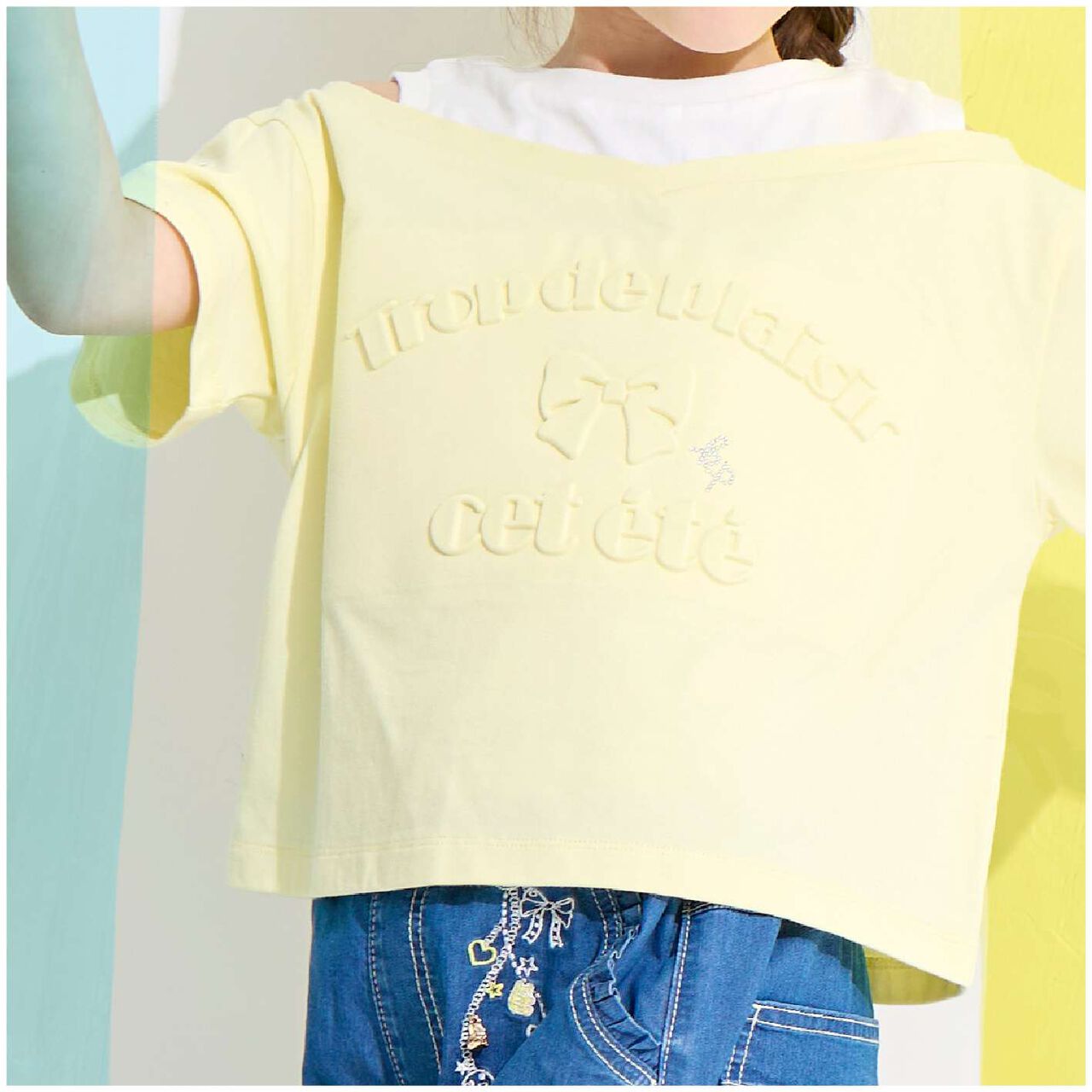 [Cool Touch] Puffy Logo Shoulder Opening T-Shirt,Mint, large image number 12