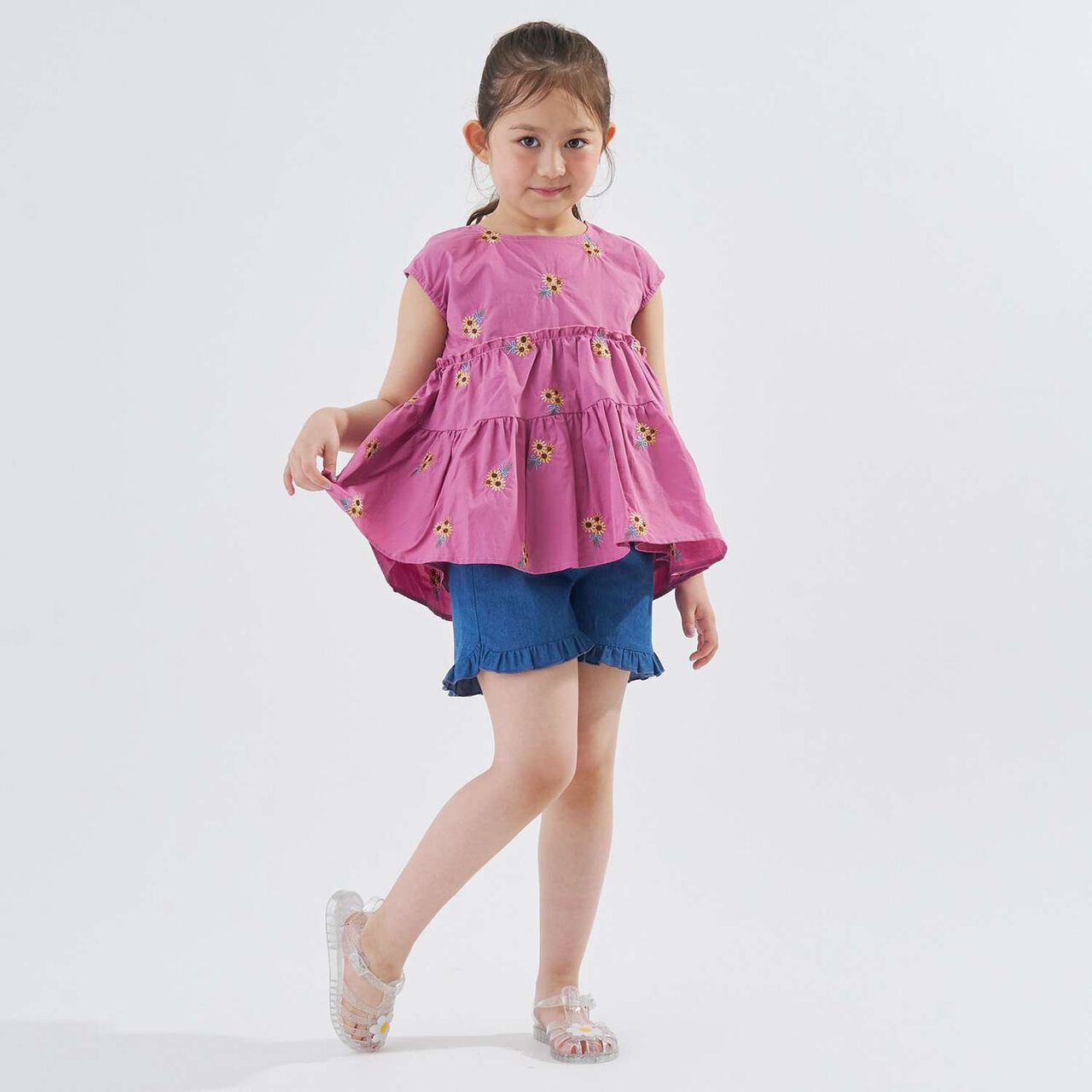 [100% Cotton] Sunflower Embroidered Tunic,Ivory, large image number 5