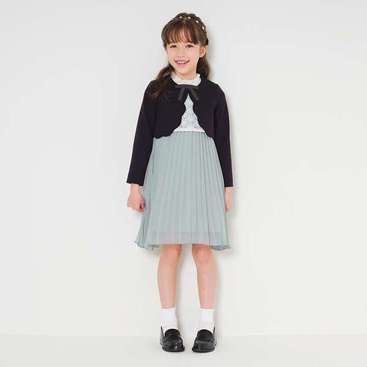 [Kids] Lace Pleated Dress,Sax blue, medium image number 4