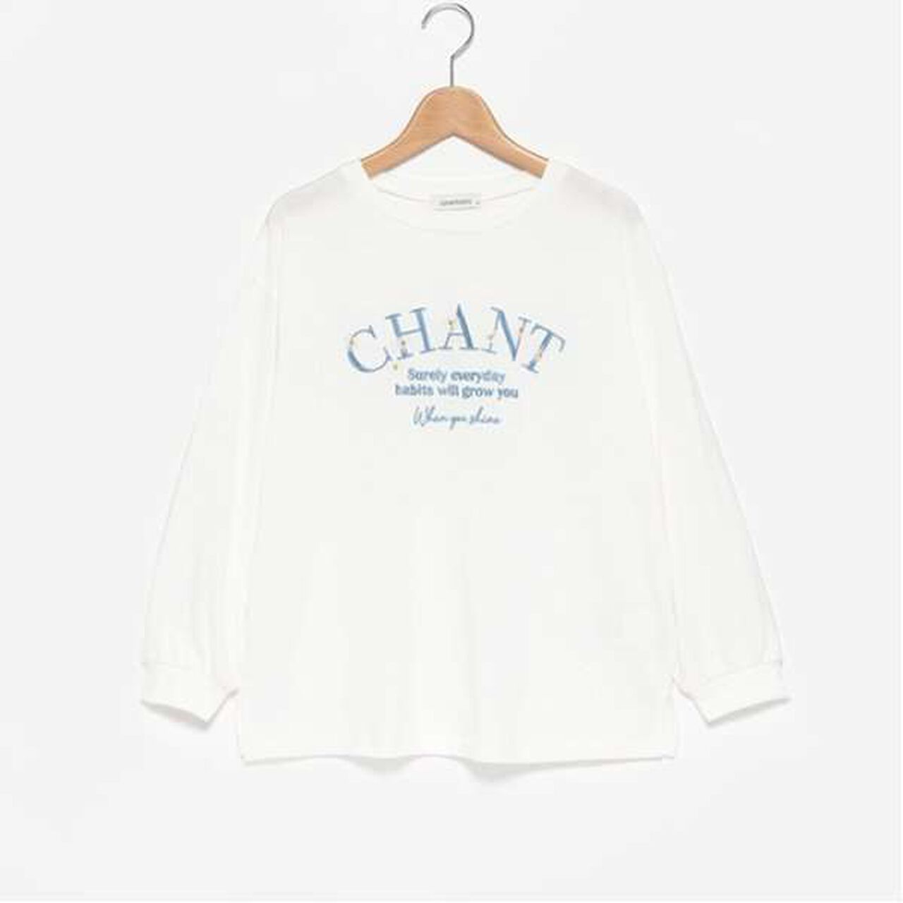 Orgabits Flower Embroidery Long Sleeve T-Shirt,Charcoal gray, large image number 14