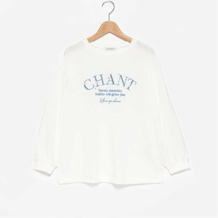 Orgabits Flower Embroidery Long Sleeve T-Shirt,Charcoal gray, medium image number 14