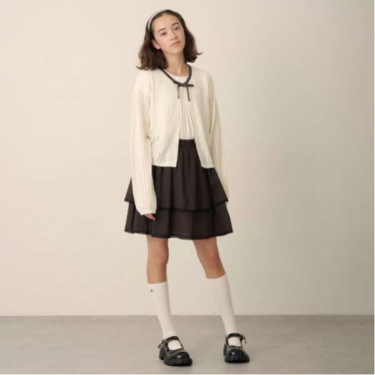 Tiered Frill Skirt with Shorts,Gray, large image number 33