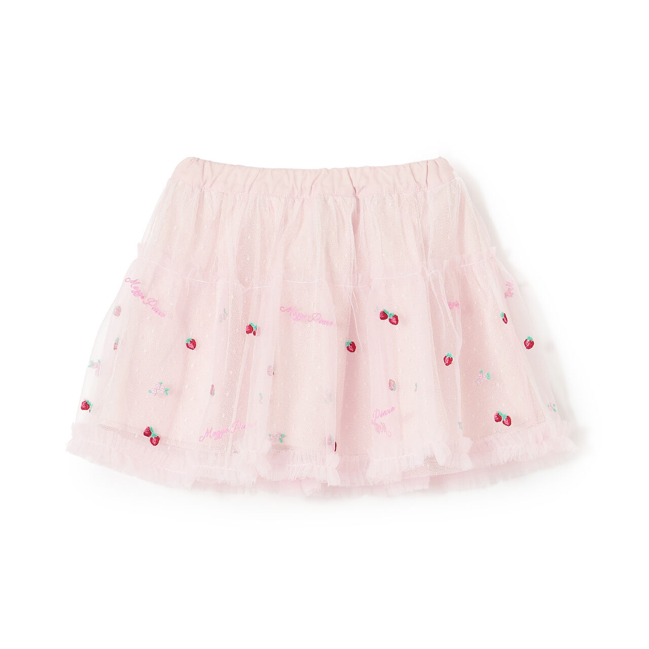 Strawberry Embroidery Tulle Skirt,Off white, large image number 1