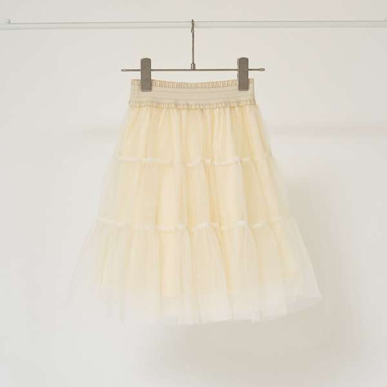 Tiered Tulle Skirt with Ribbon,Black, large image number 13
