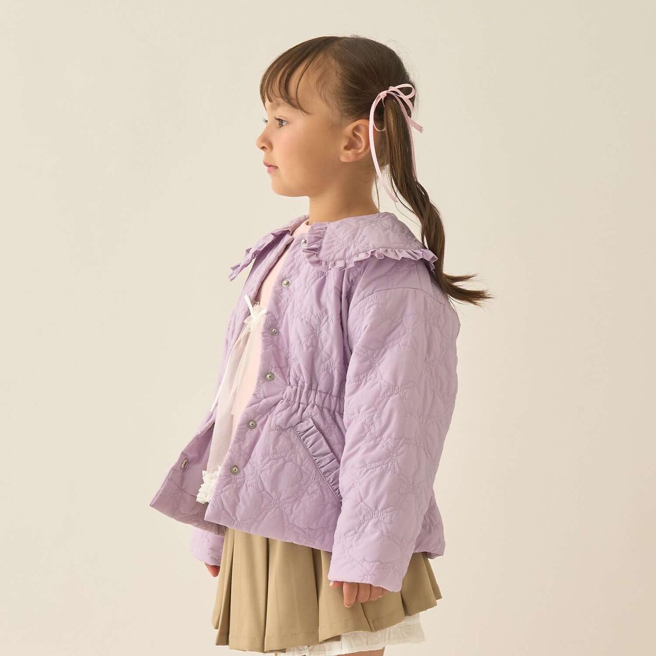 Lycee Mine Ballet Series Mid-Length Ribbon Quilted Jacket,Ivory, large image number 29