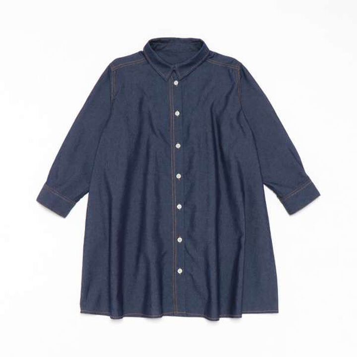 Denim Flare Shirt Dress,Light blue, medium image number 3