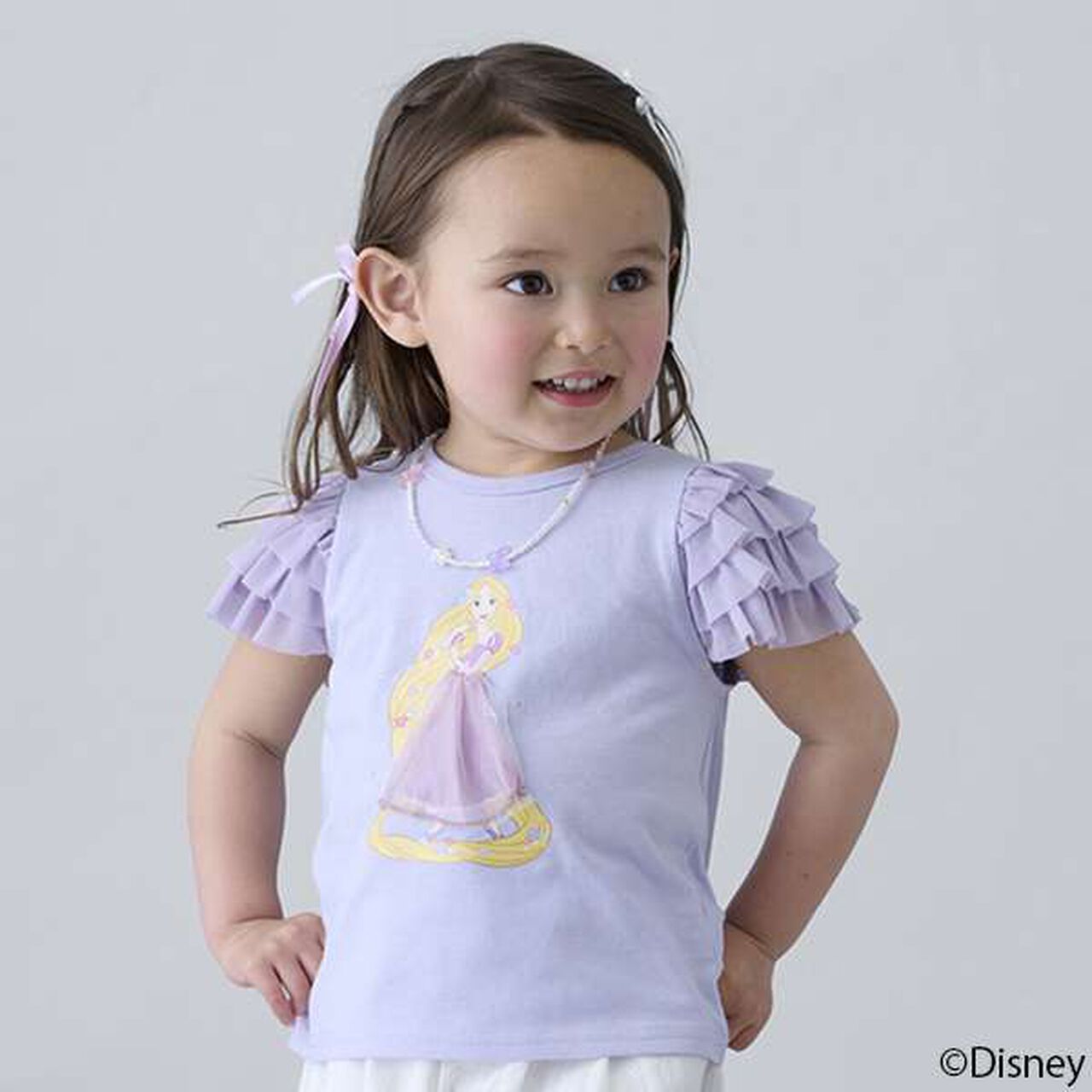 [Disney] Tulle Sleeve Graphic T-Shirt,Emerald green, large image number 1