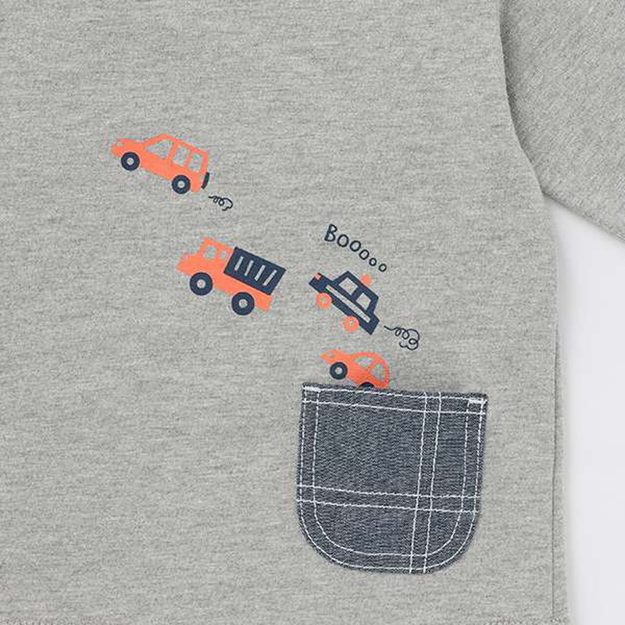 Car &times; Road &times; Dinosaur Long-Sleeve T-Shirt,Top gray, large image number 5