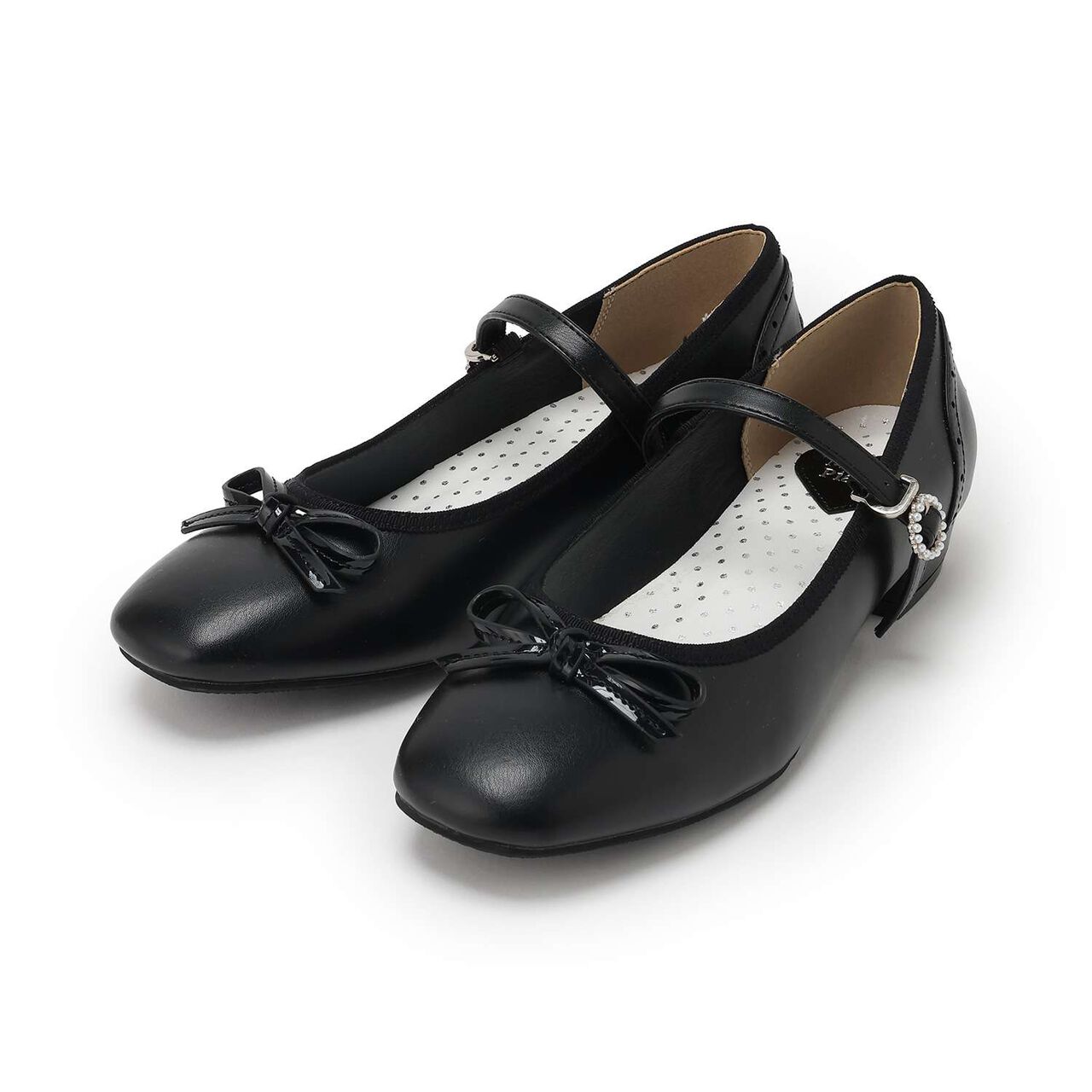 Jeweled Buckle Strap Shoes,Black, large image number 5