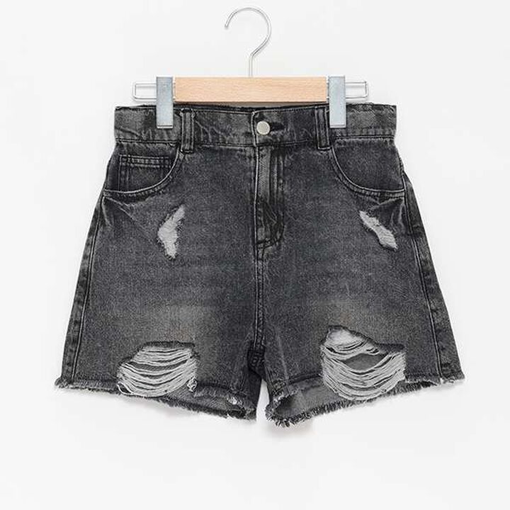 Distressed Denim Shorts,Gray, medium image number 4
