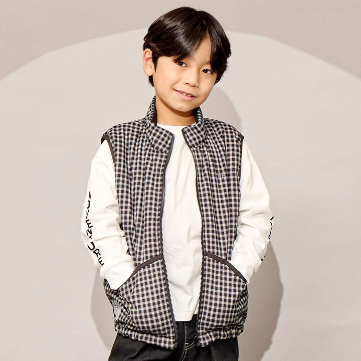 [Reversible] Taffeta &times; Check Vest,, medium