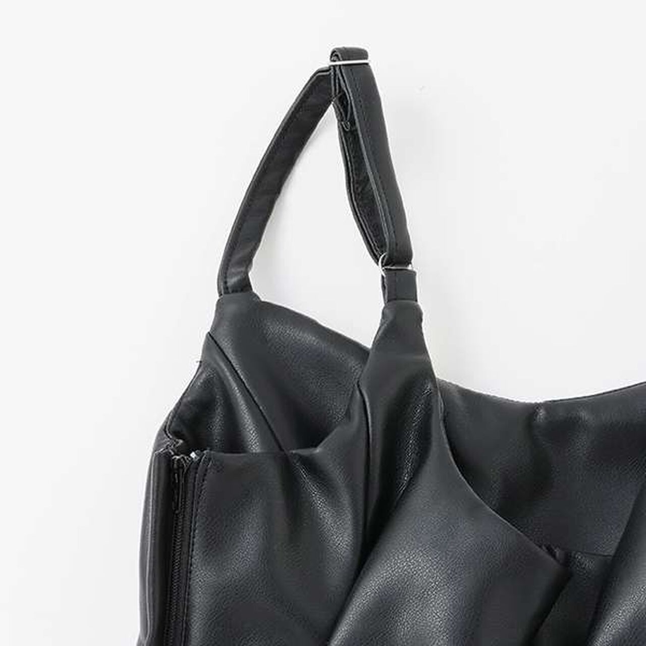 Faux Leather Jumper Skirt,Black, large image number 5