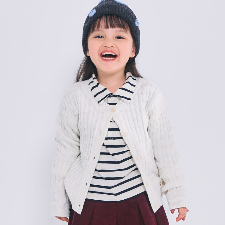 Cable Knit Cardigan,Ivory, medium image number 0