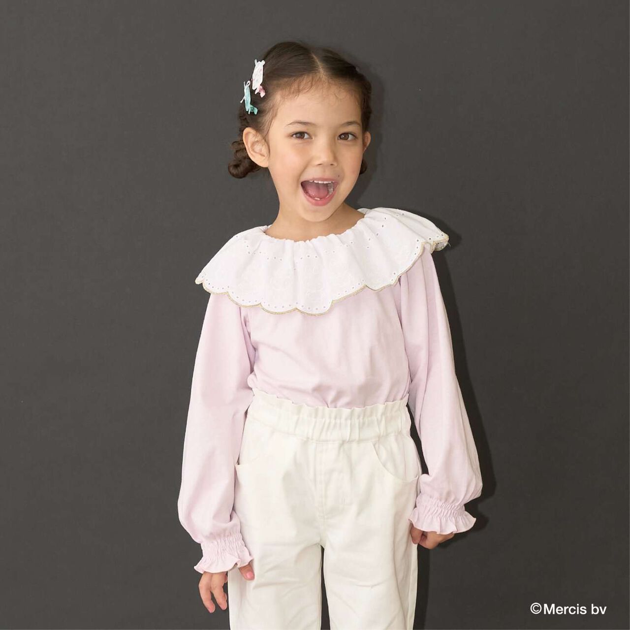 [Miffy] Soft Cotton Lace Collar Top,Light pink, large image number 0