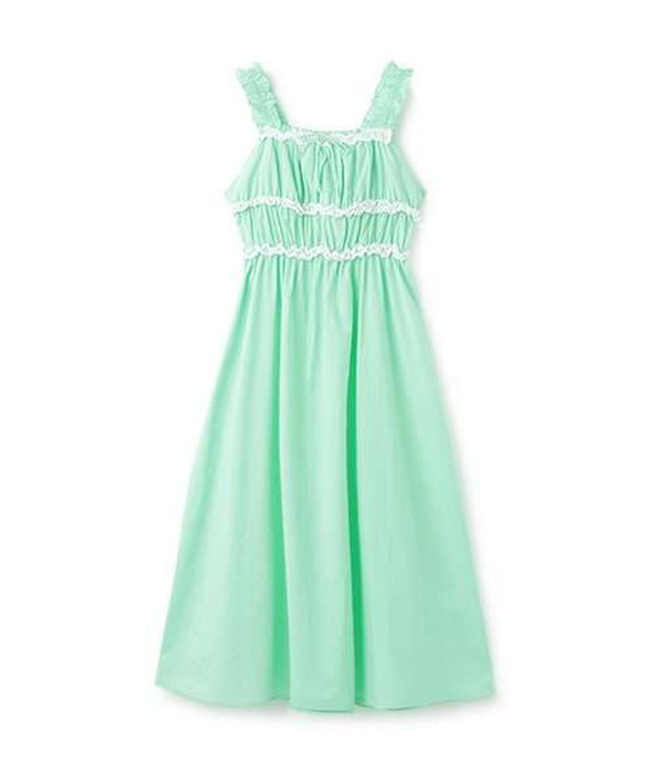 Cotton One-Piece Dress [Korean Fashion],Light green, large image number 0