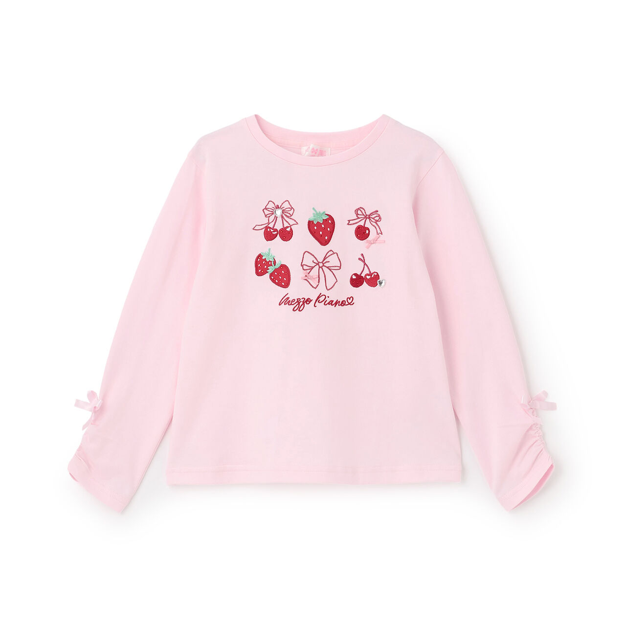 Strawberry Cherry Appliqu&eacute; Long-Sleeve T-Shirt,Light pink, large image number 0