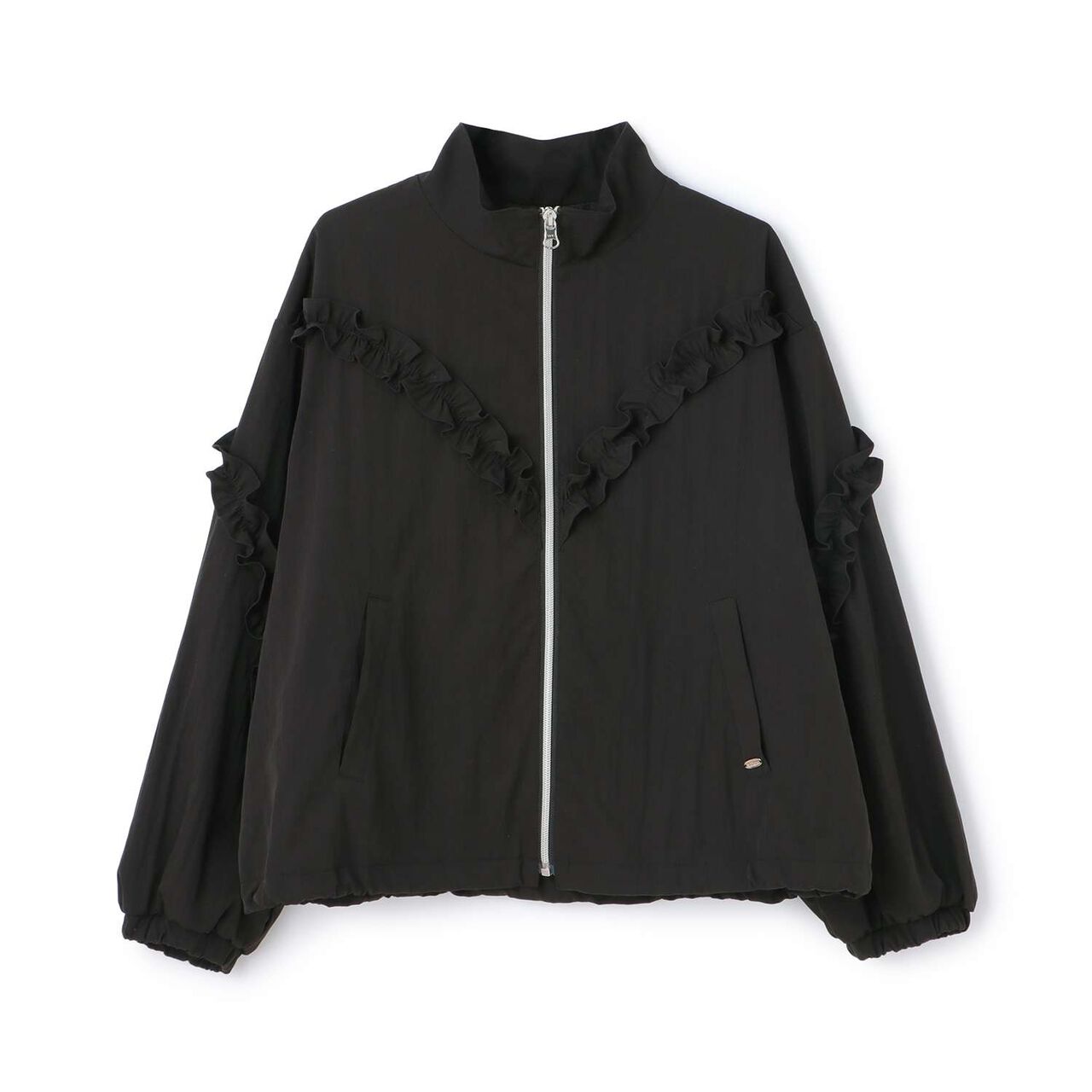 Stand Collar Frill Bomber Jacket,Light beige, large image number 9