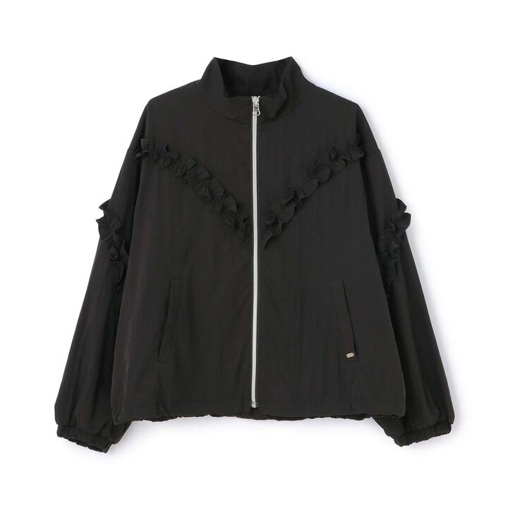 Stand Collar Frill Bomber Jacket,Light beige, medium image number 9