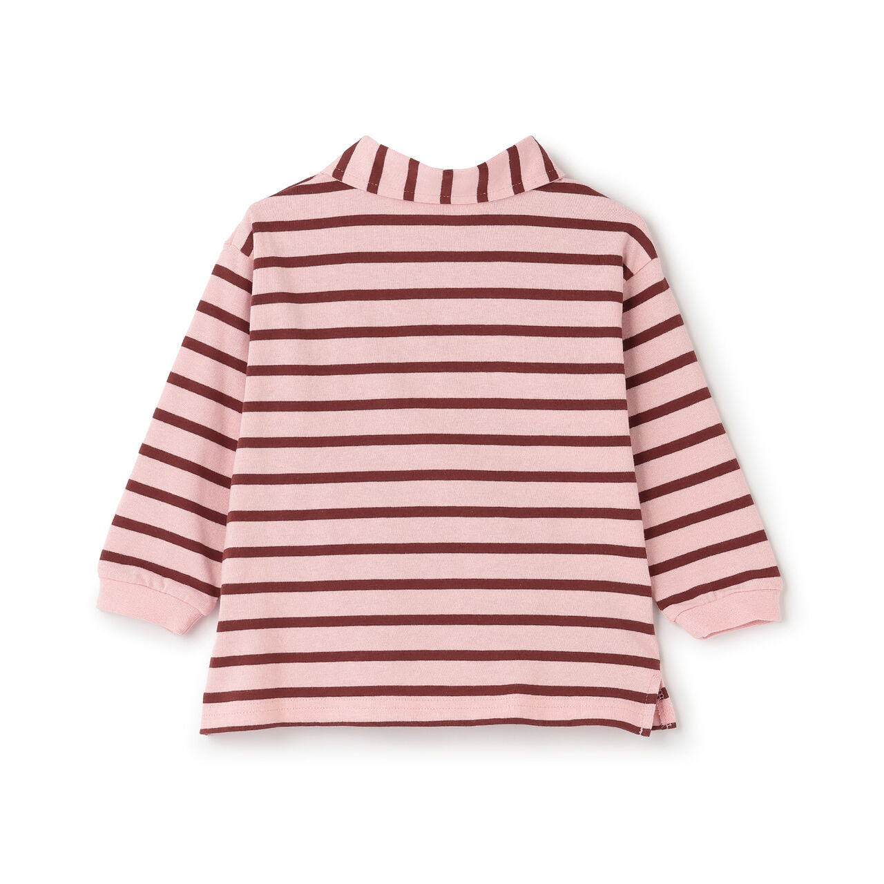 Stripe Polo Collar Long-Sleeve T-Shirt,Ivory, large image number 6