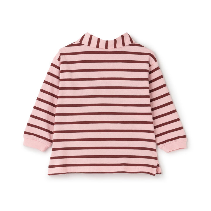 Stripe Polo Collar Long-Sleeve T-Shirt,Ivory, medium image number 6