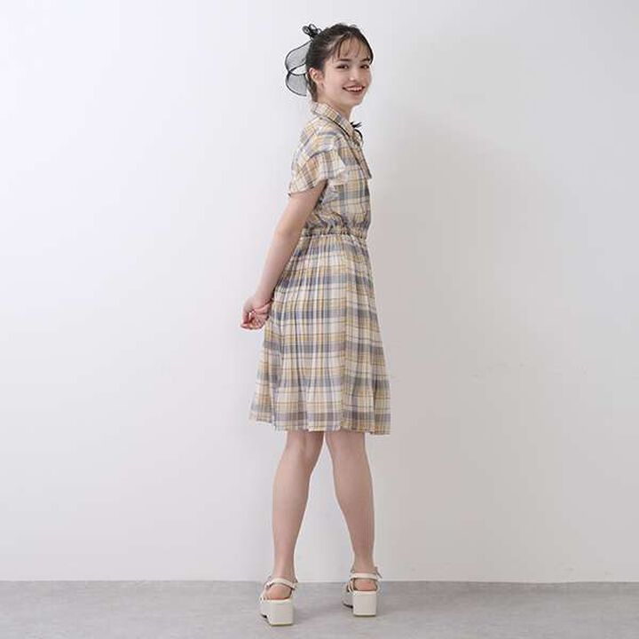 Collared Pleated One-Piece Dress,Black, medium image number 7