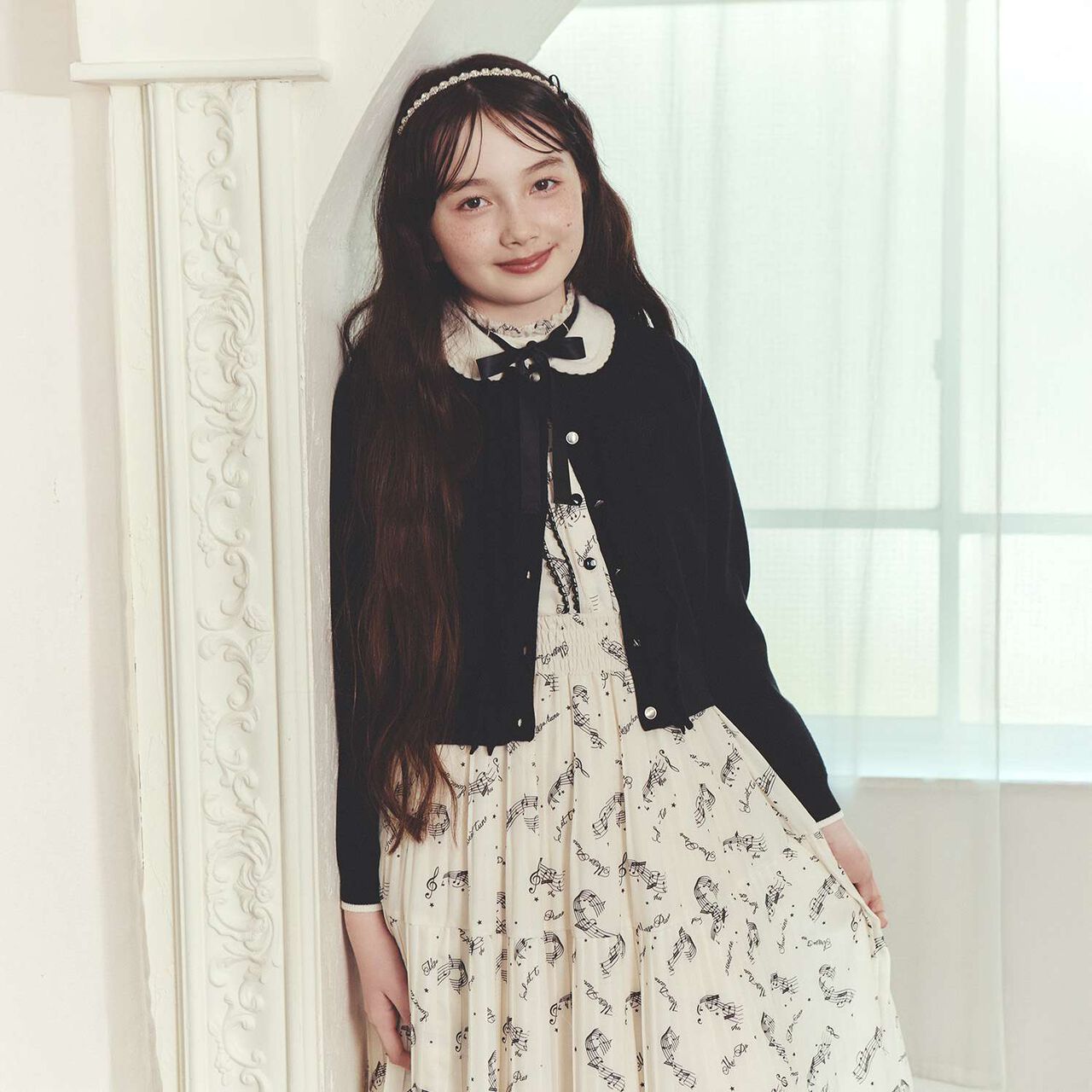 Frill Collar Cardigan,Mocha tea, large image number 1