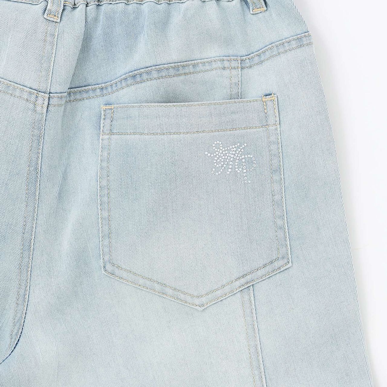 [Cool Touch] Sparkling Flare Denim Pants with Side Slits,Blue, large image number 10